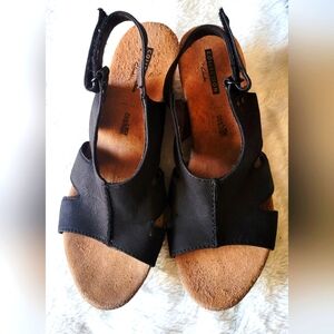 Clarks Black Leather Sandals